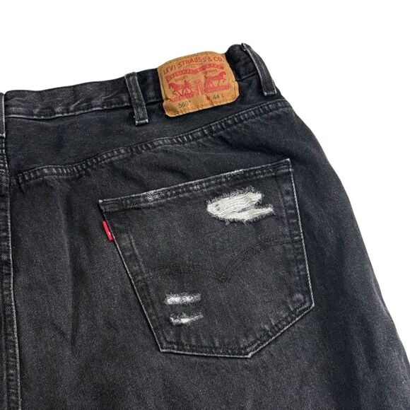 Levi’s 569 Distressed Black Denim Jean Shorts Big & Tall Men’s Sz 44 - Picture 4 of 13